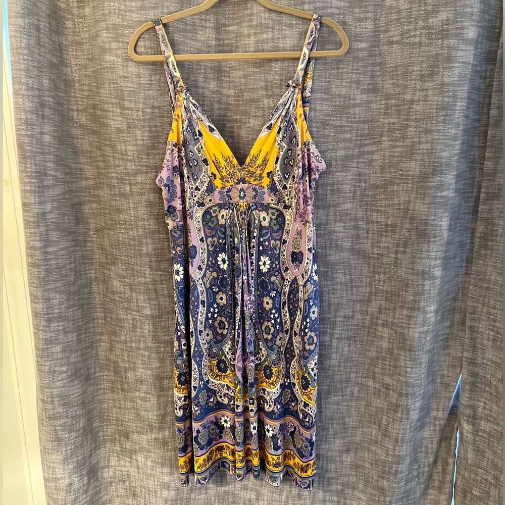 Purple paisley dress. Brand: Ellie Tahiti; size: L; slightly used